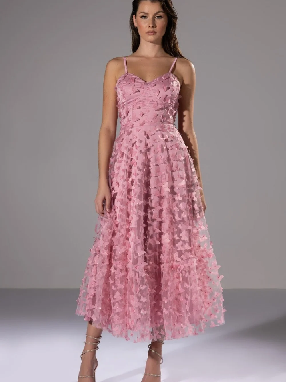 Formal Butterfly Applique A-Line Dress